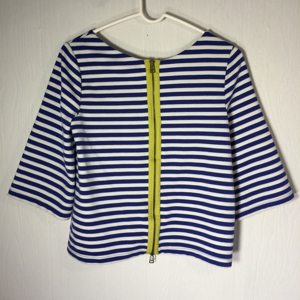 POST MARK ANTHROPOLOGIE blue & white striped top - Picture 3 of 7